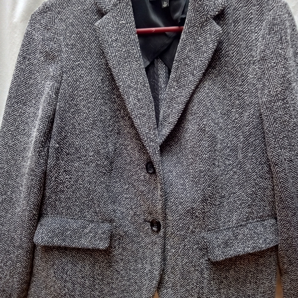 Talbots Classic Gray Herringbone Blazer